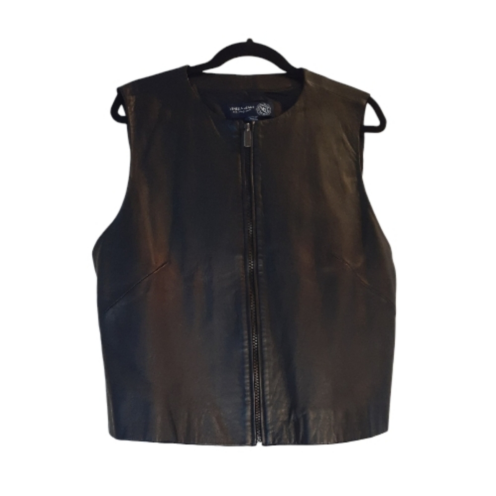 SALE! Genuine Leather Women's Vest Matte Black Size 18/20
